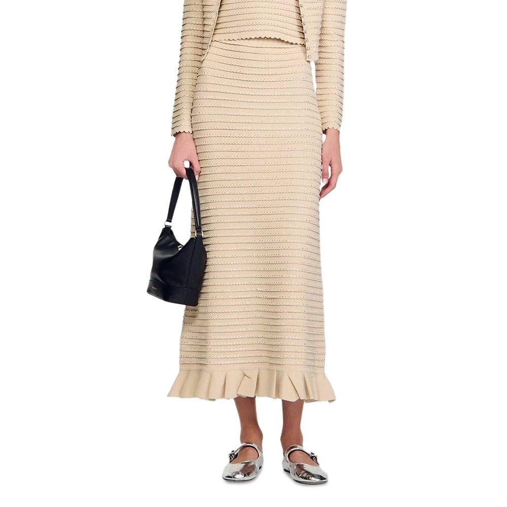 Merveilleuse Rhinestone Knit Maxi Skirt